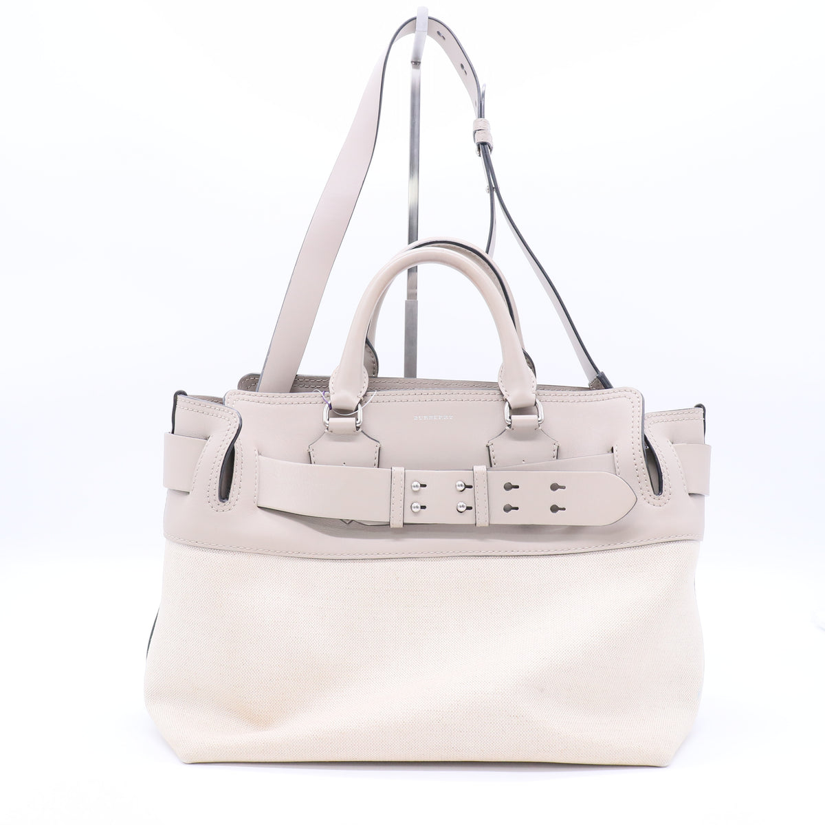 Burberry Grey/White Pebbled Leather Medium Belt Bag Twins LDJ3115