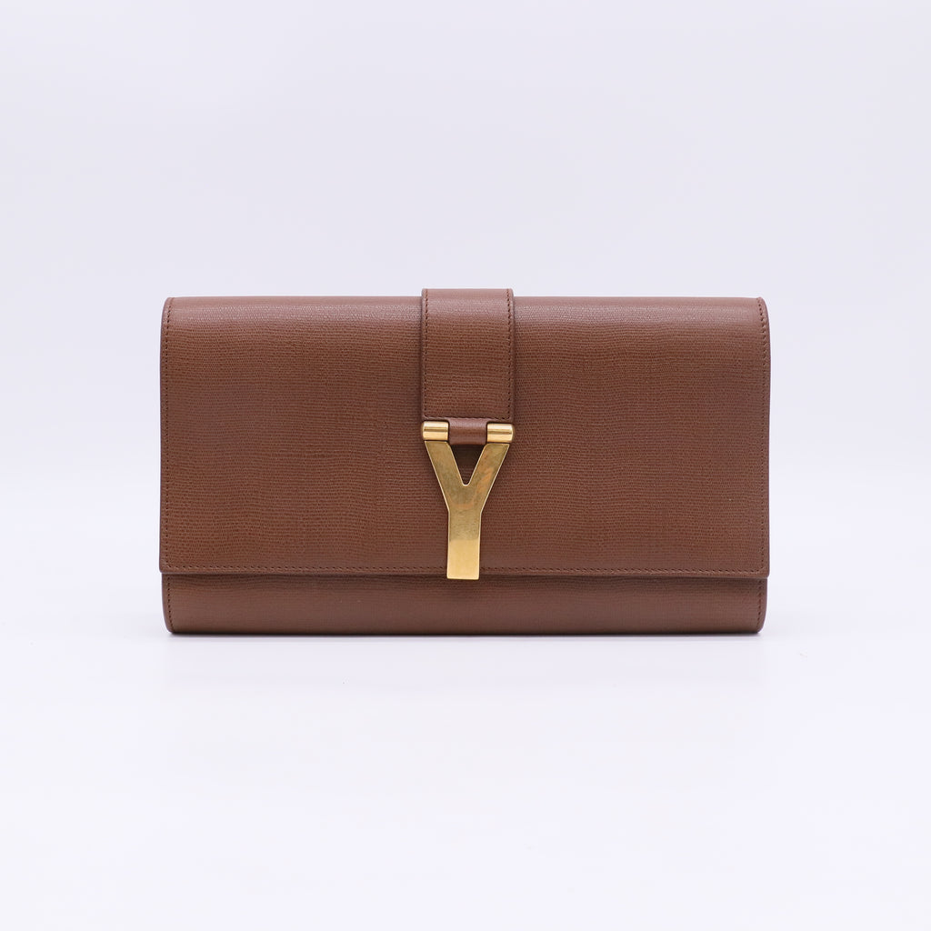 Yves Saint Laurent Brown Leather Cabas Chyc Clutch B23528