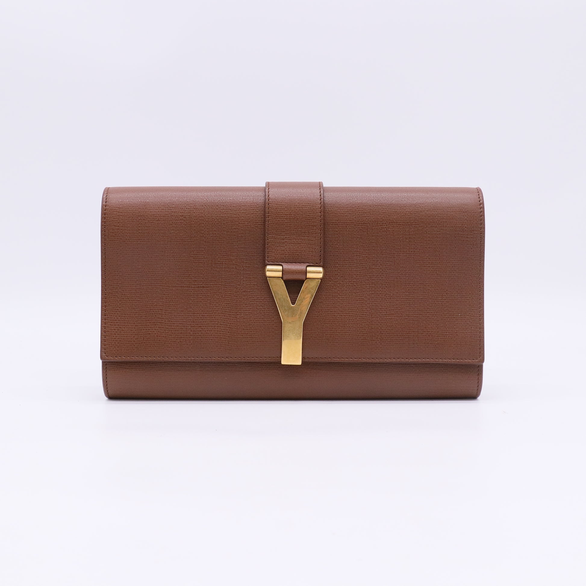 Yves Saint Laurent Brown Leather Cabas Chyc Clutch B23528