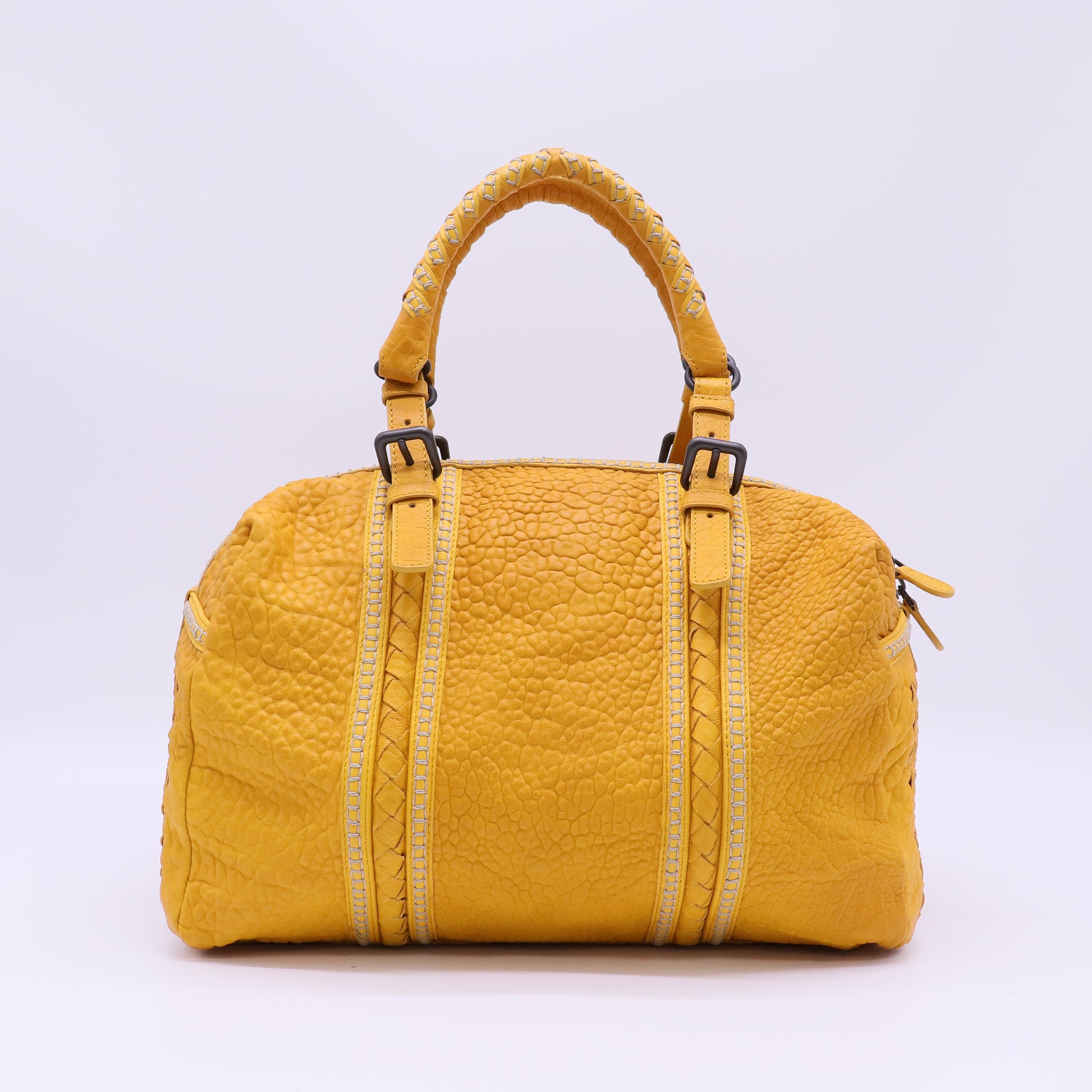 Bottega Veneta Pebbled Lambskin Top Handle Satchel B22668