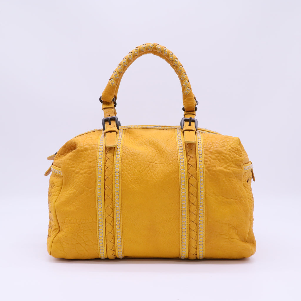 Bottega Veneta Pebbled Lambskin Top Handle Satchel B22668