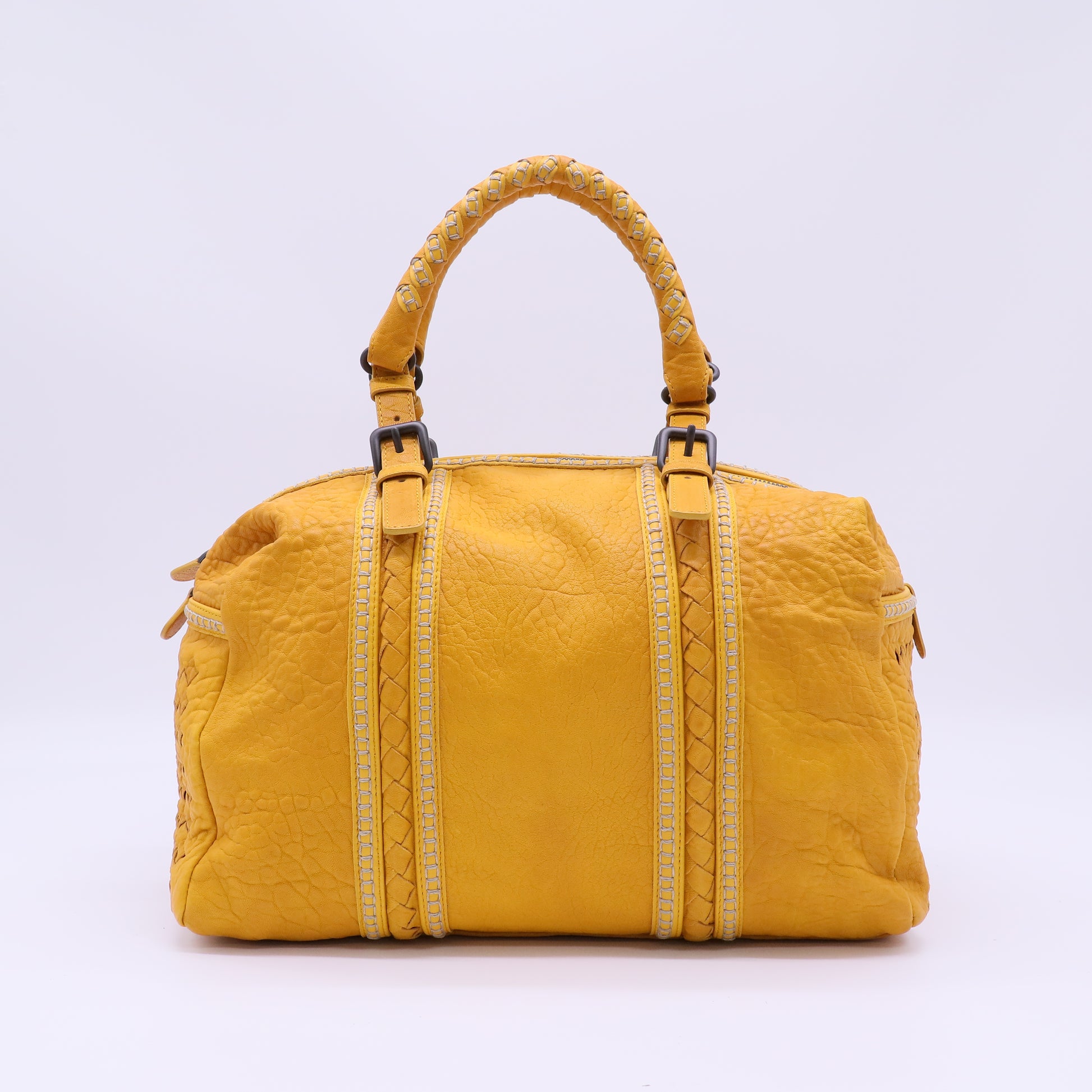 Bottega Veneta Pebbled Lambskin Top Handle Satchel B22668