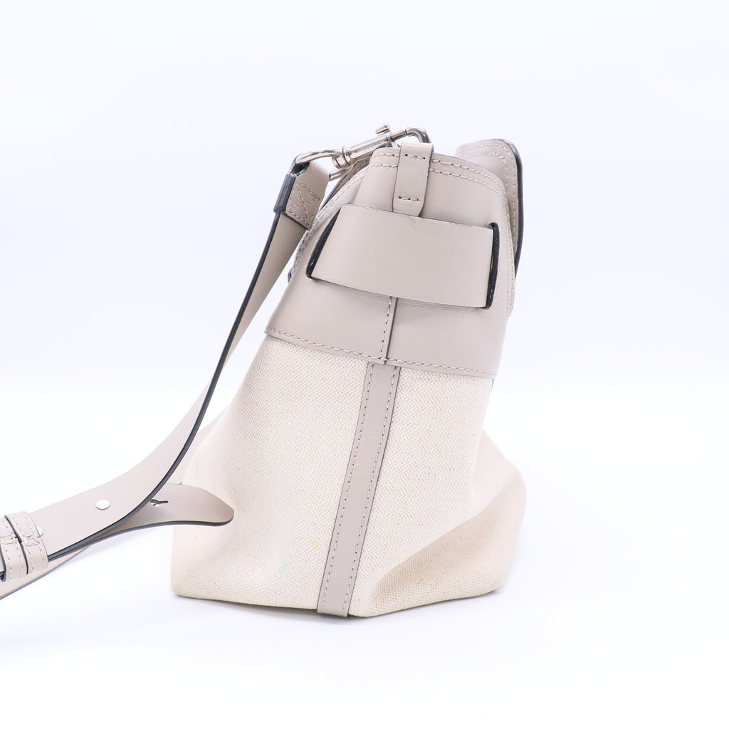 Burberry Grey/White Pebbled Leather Medium Belt Bag Twins LDJ3115