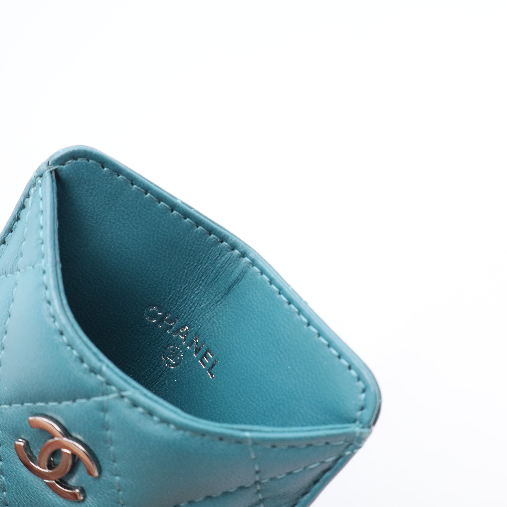 Chanel Sky Blue CC Classic Card Holder Twins LDJ3109