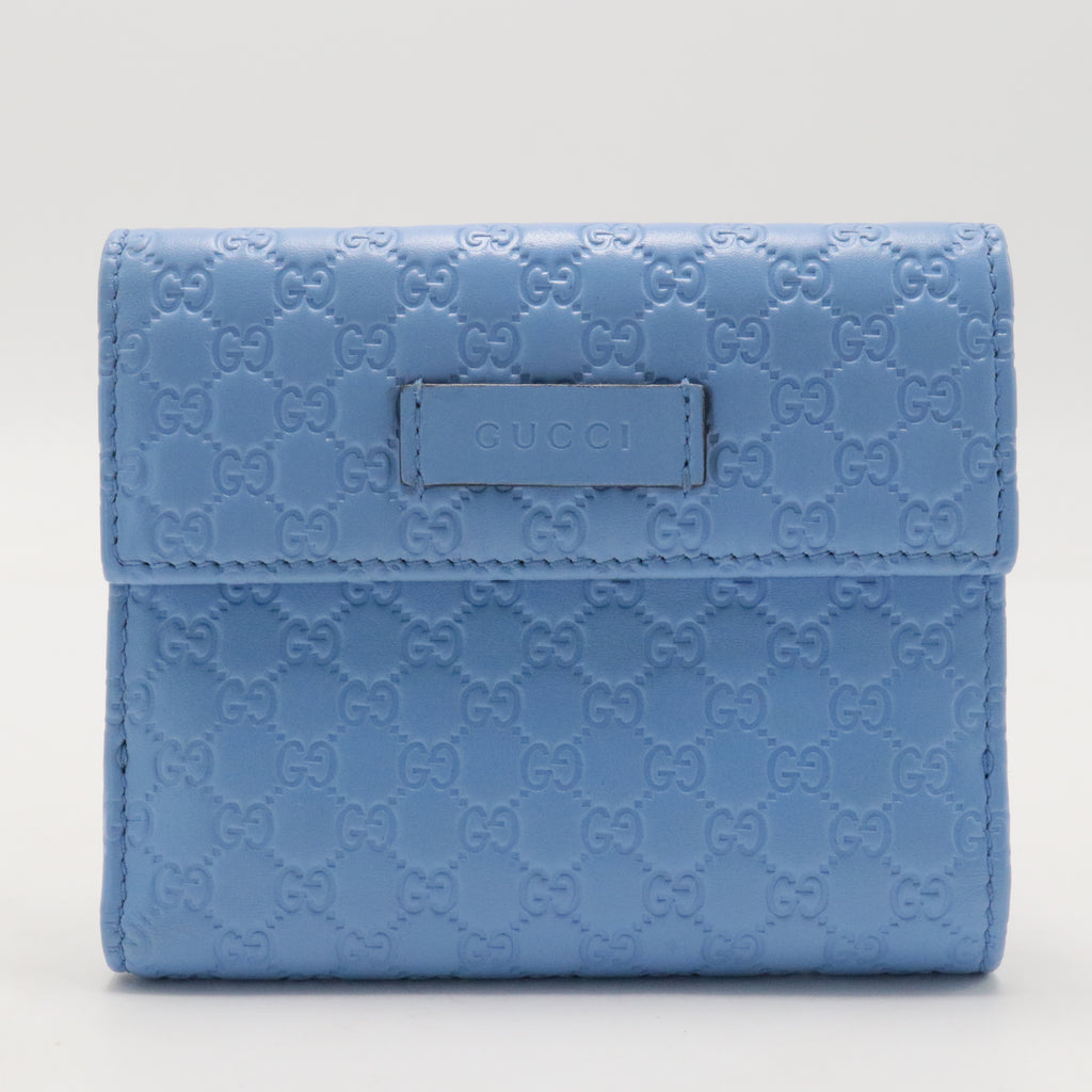 Blue Microssima Leather Compact Wallet