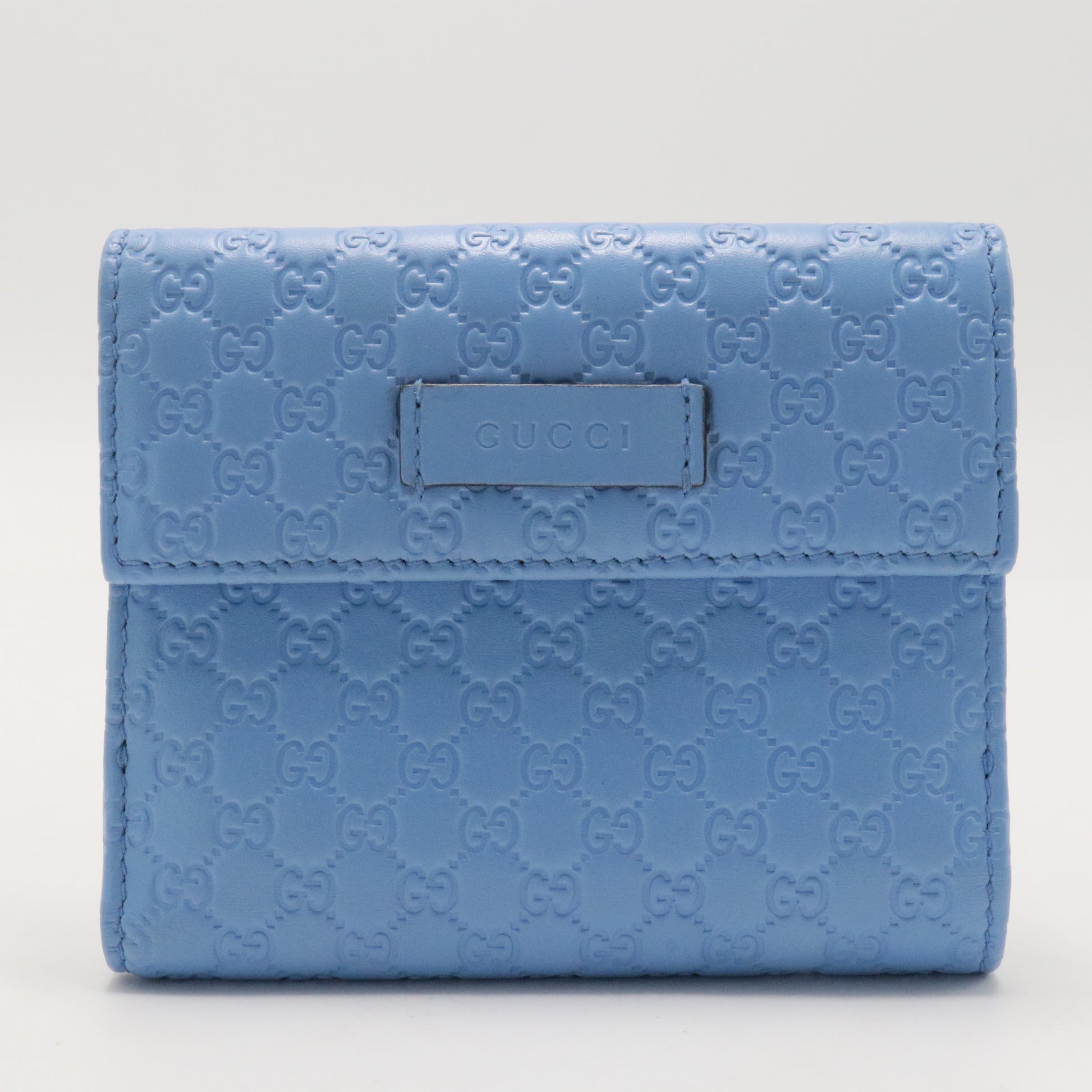Blue Microssima Leather Compact Wallet