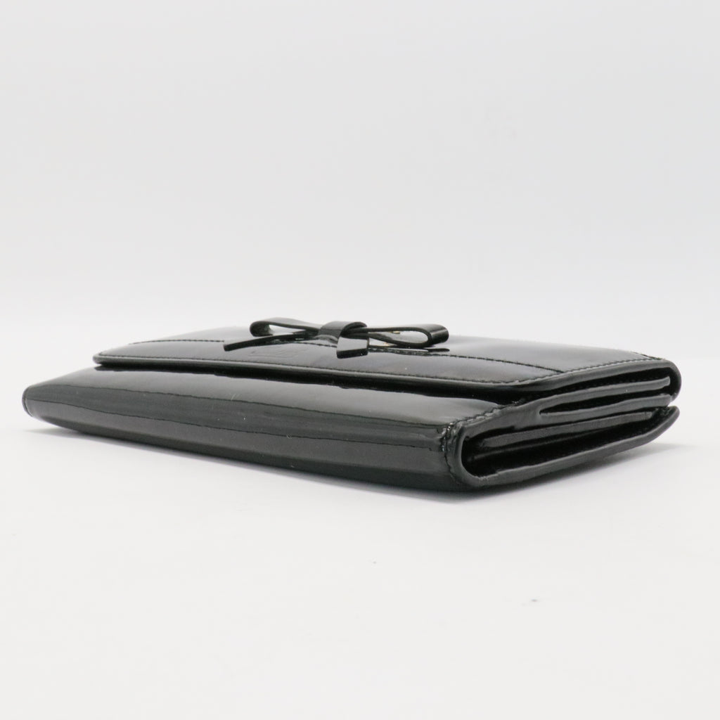 Long Wallet W Hook Wallet Ribbon Black Enamel Leather