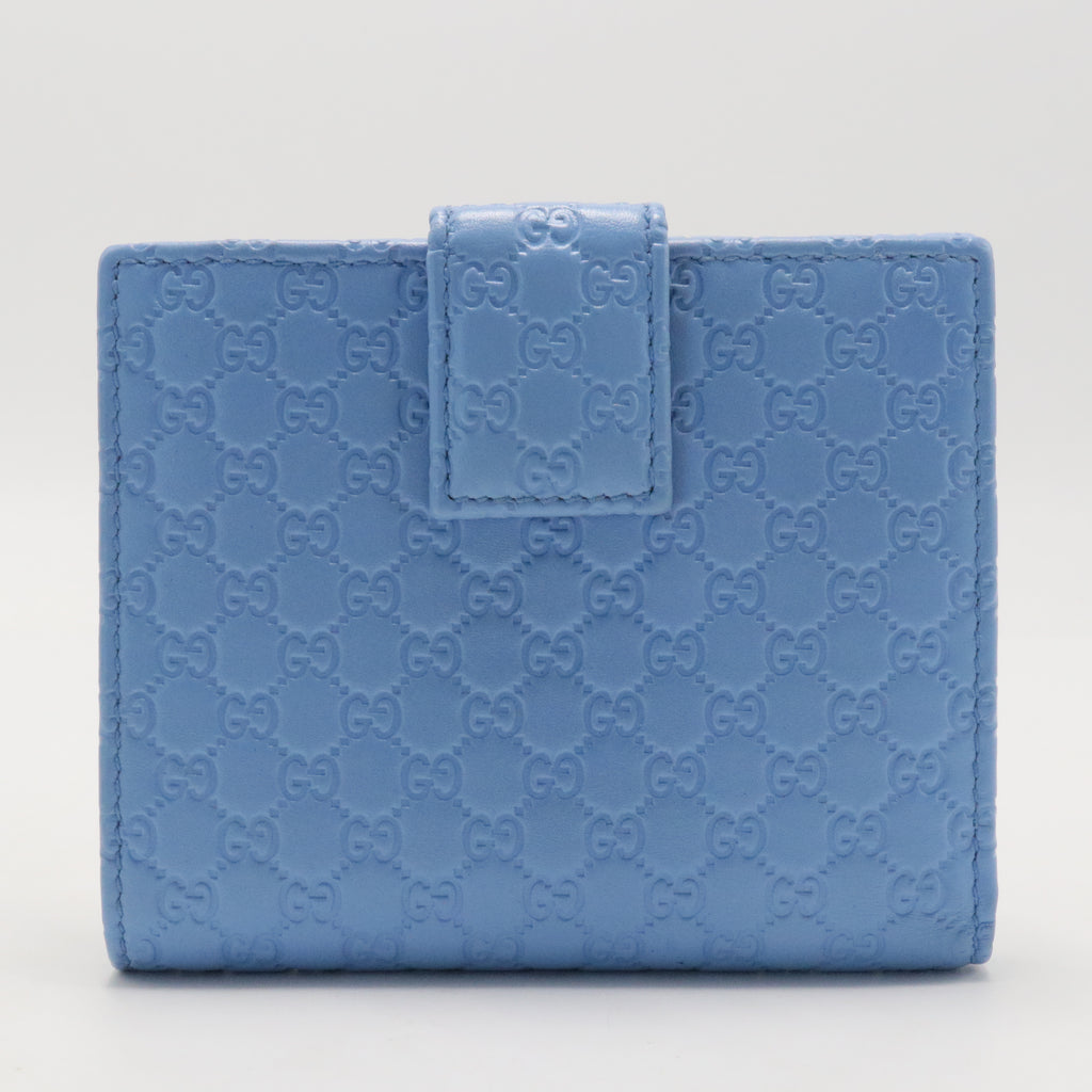 Blue Microssima Leather Compact Wallet