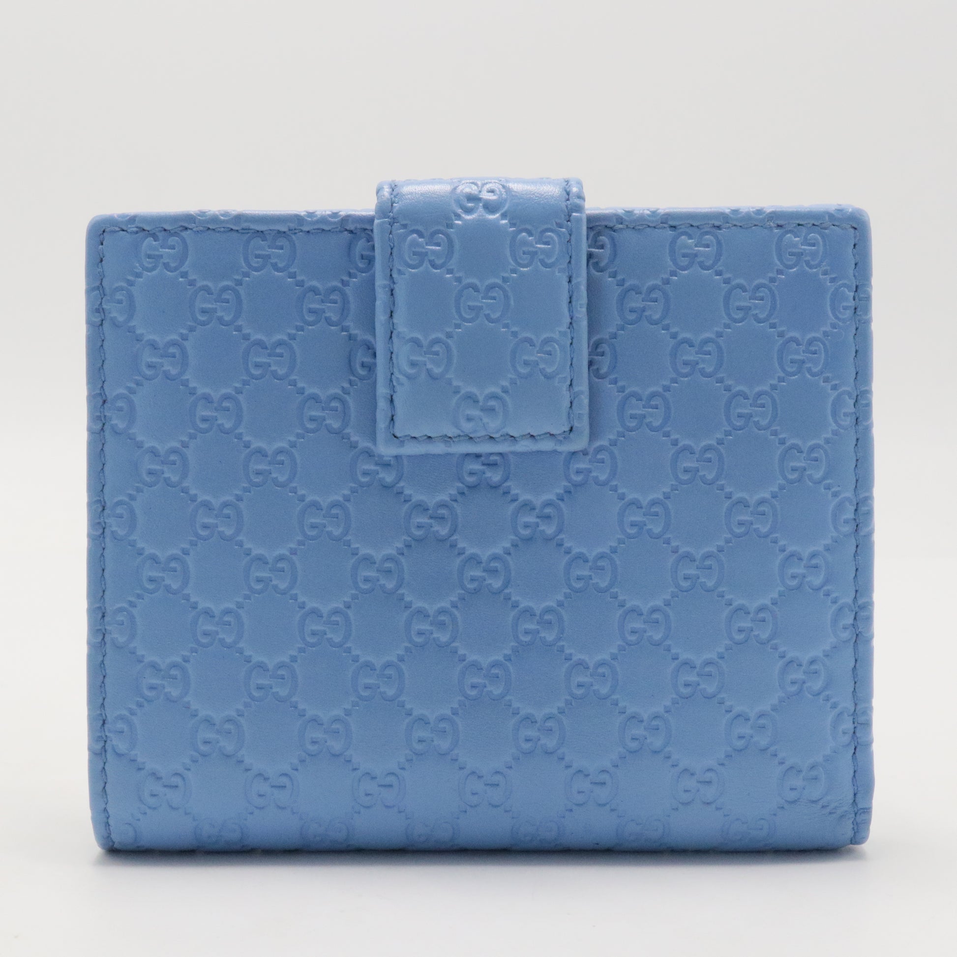 Blue Microssima Leather Compact Wallet