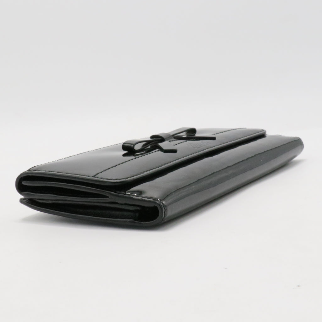 Long Wallet W Hook Wallet Ribbon Black Enamel Leather