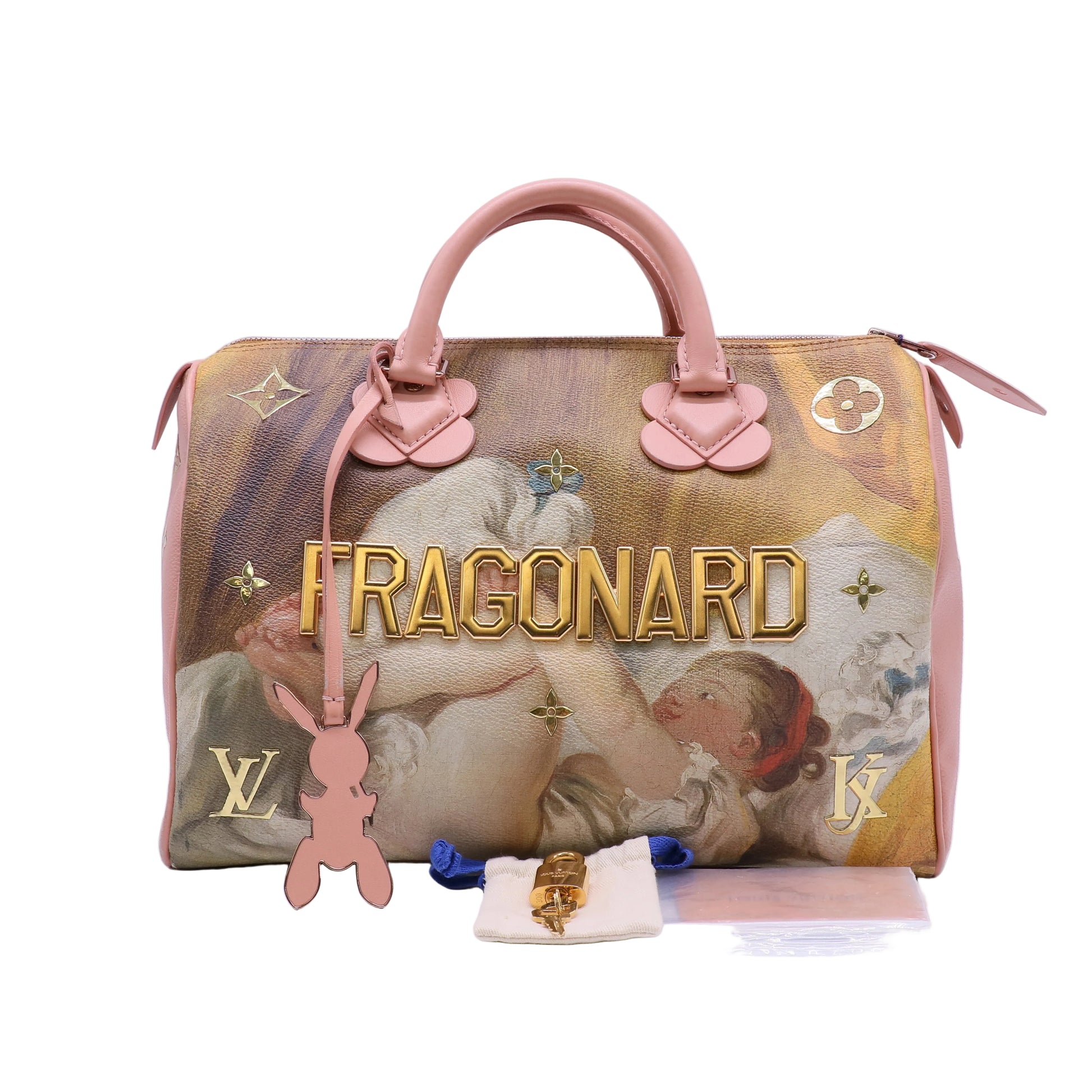 Speedy Handbag Limited Edition Jeff Koons Da Vinci Print Canvas 30 Twins LDJ4237