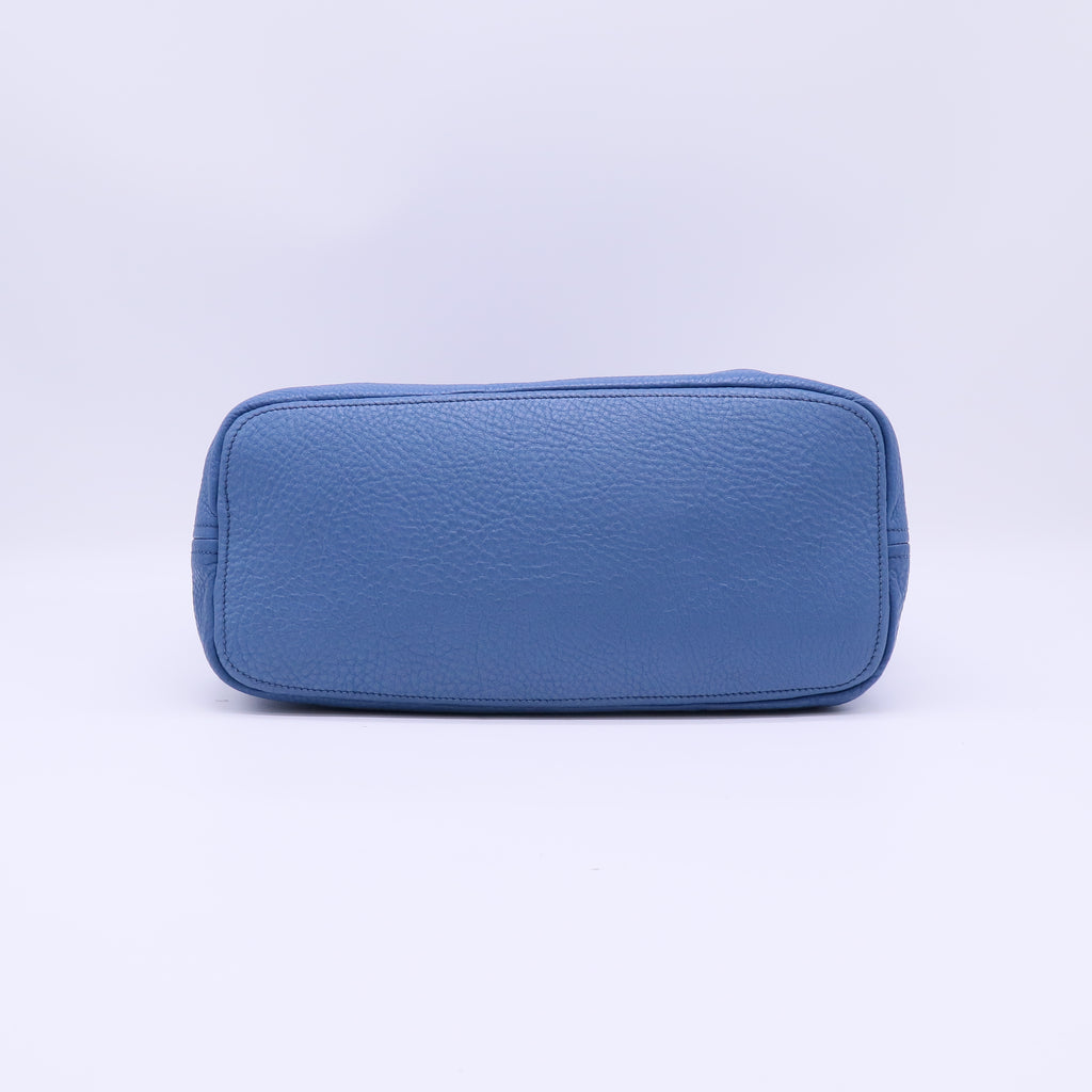 Blue Vitello Daino Leather Large Hobo Bag B22571