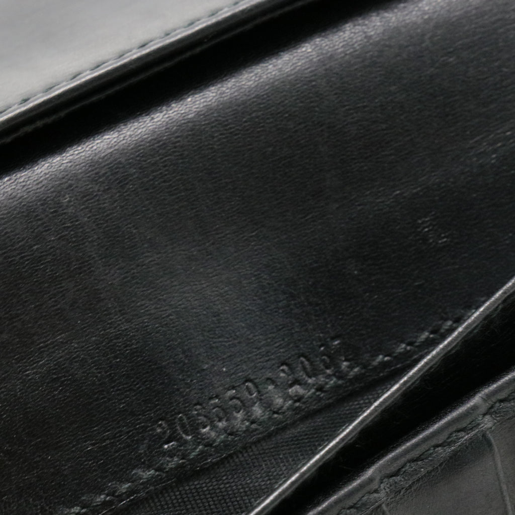 Long Wallet W Hook Wallet Ribbon Black Enamel Leather