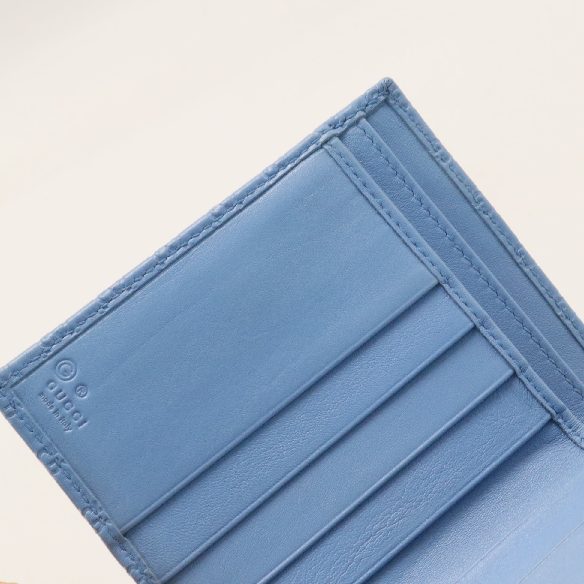 Blue Microssima Leather Compact Wallet