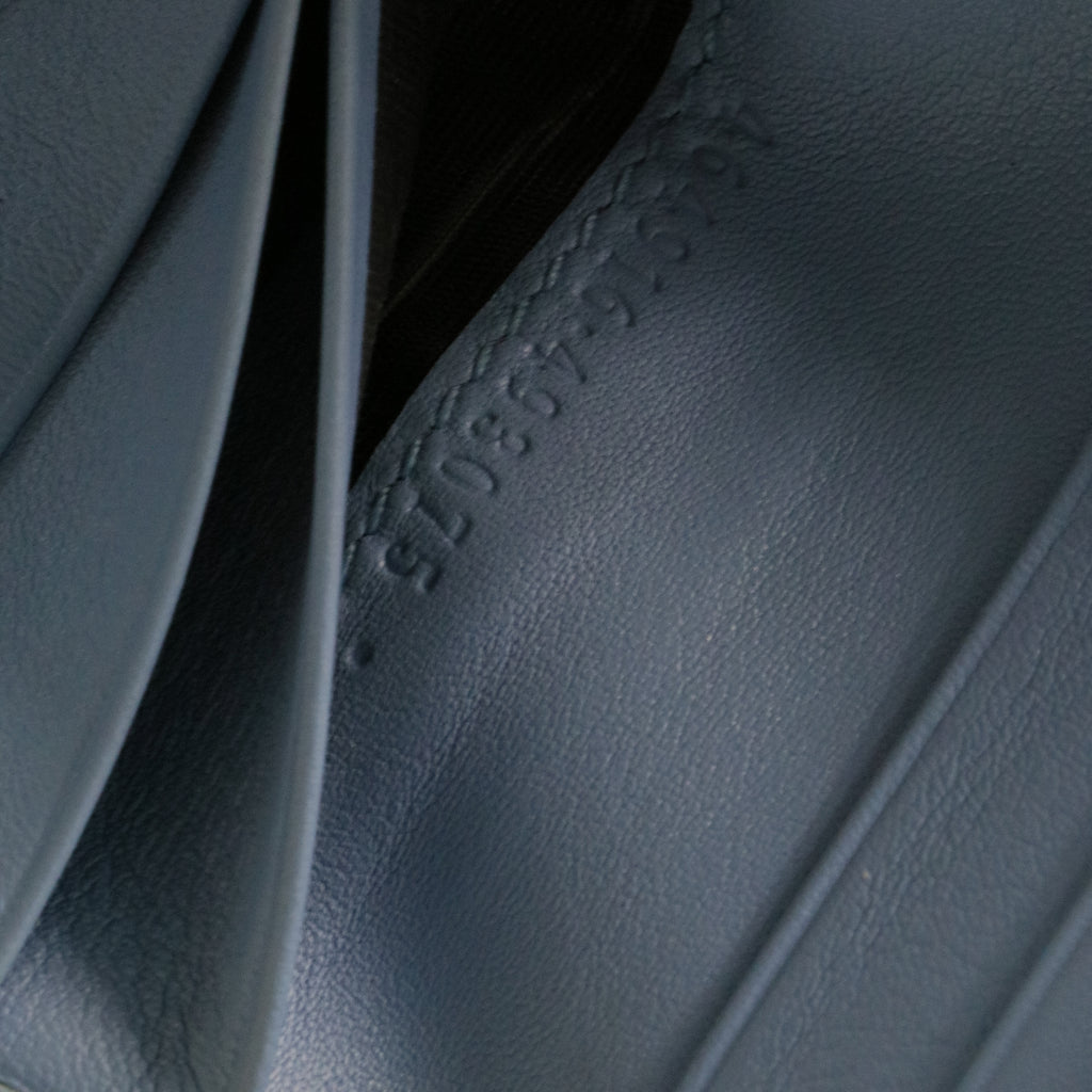 Blue Microssima Leather Compact Wallet