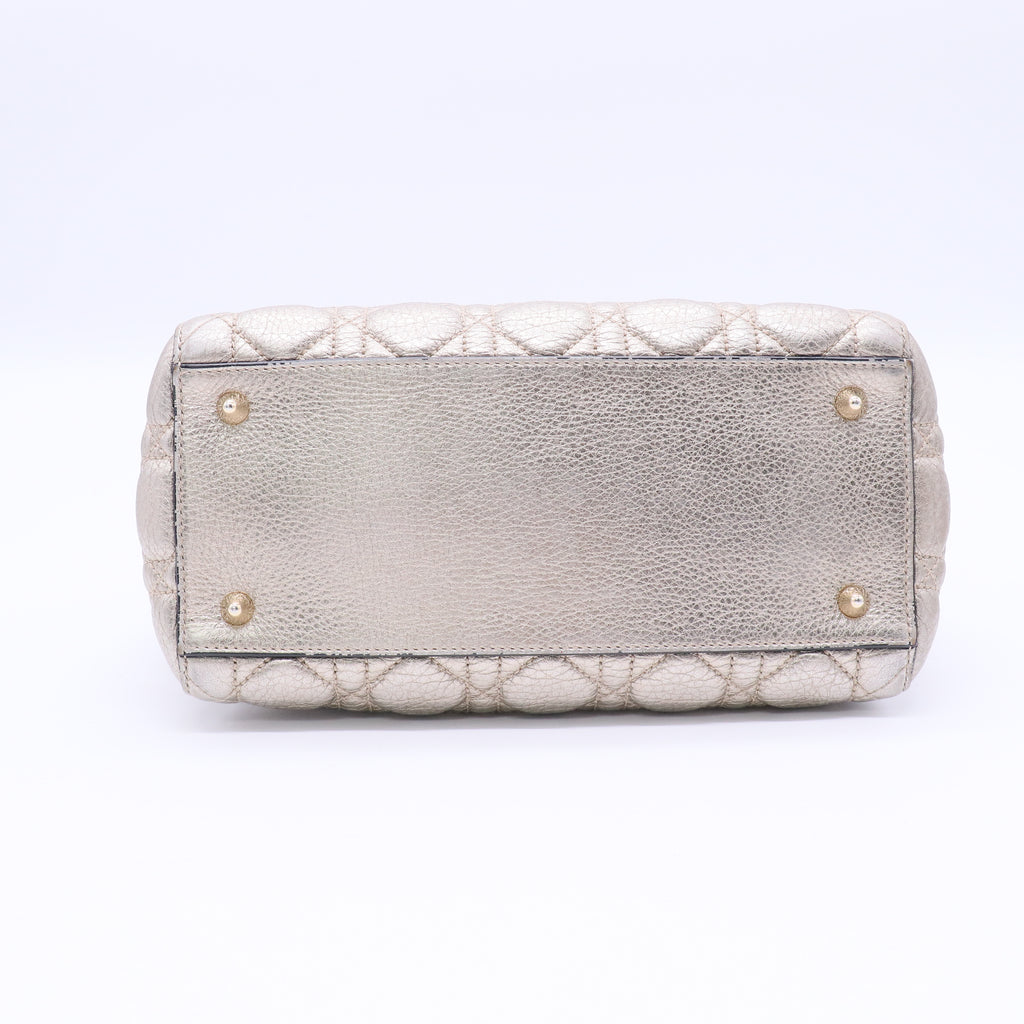 Christian Dior Metallic Nubuck Cannage Medium Lady Dior Bronze Gold Twins