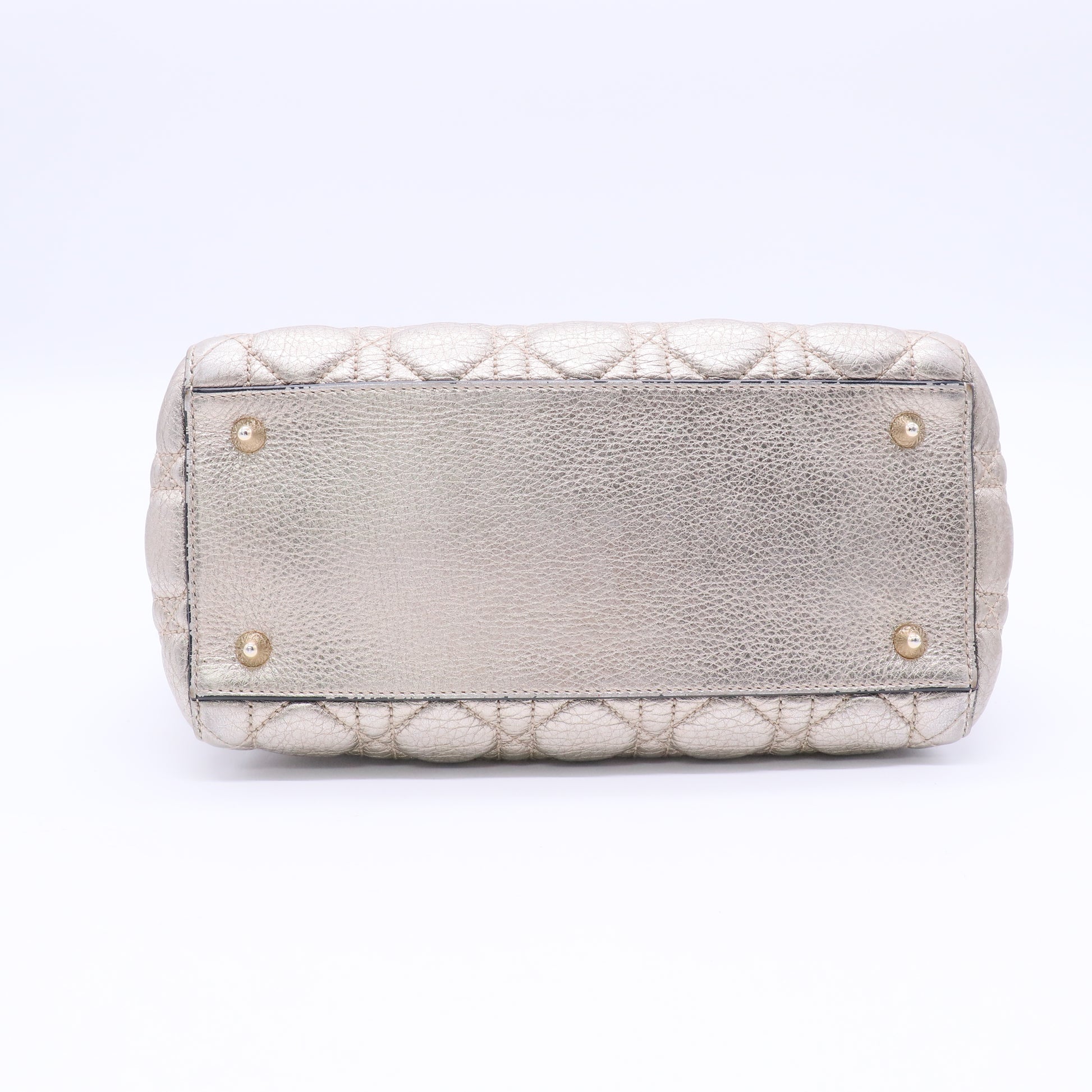 Christian Dior Metallic Nubuck Cannage Medium Lady Dior Bronze Gold Twins