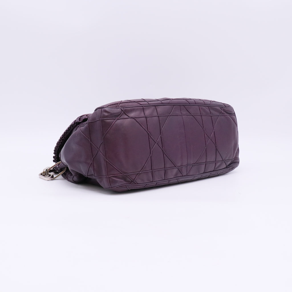 Dior New Lock Ruffle Flap Bag Purple Cannage Lambskin twins LDJ5712
