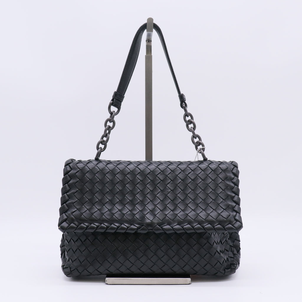 Bottega Veneta Black Intrecciato Woven Nappa Leather Baby Olimpia Bag Twins LDZ529