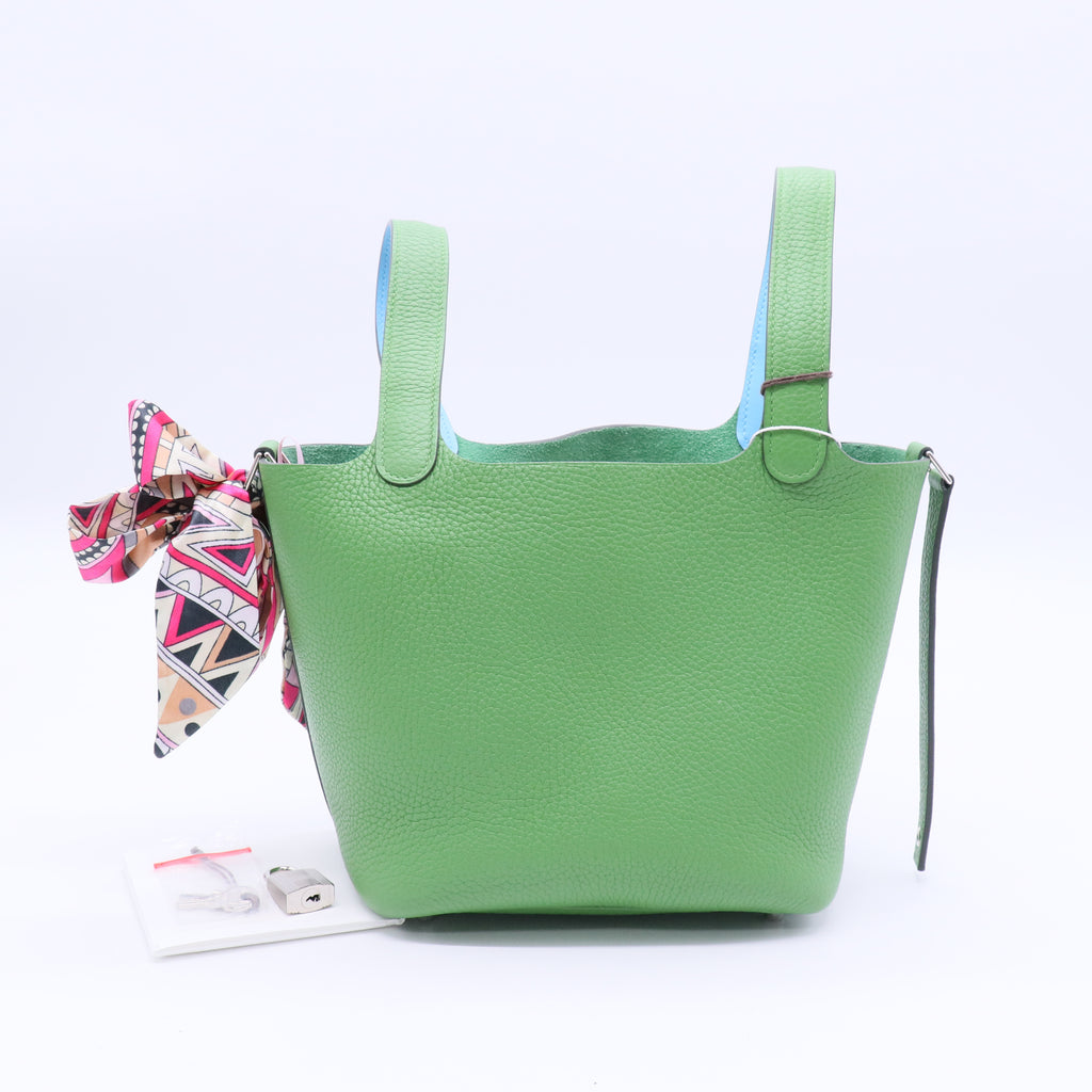Hermès Picotin Lock 18 Vert Moyen Clemence Palladium Hardware Twins LDJ3108
