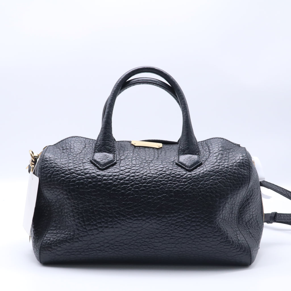 Burberry Black Grained Leather Orchard Boston Bag Twins B21500