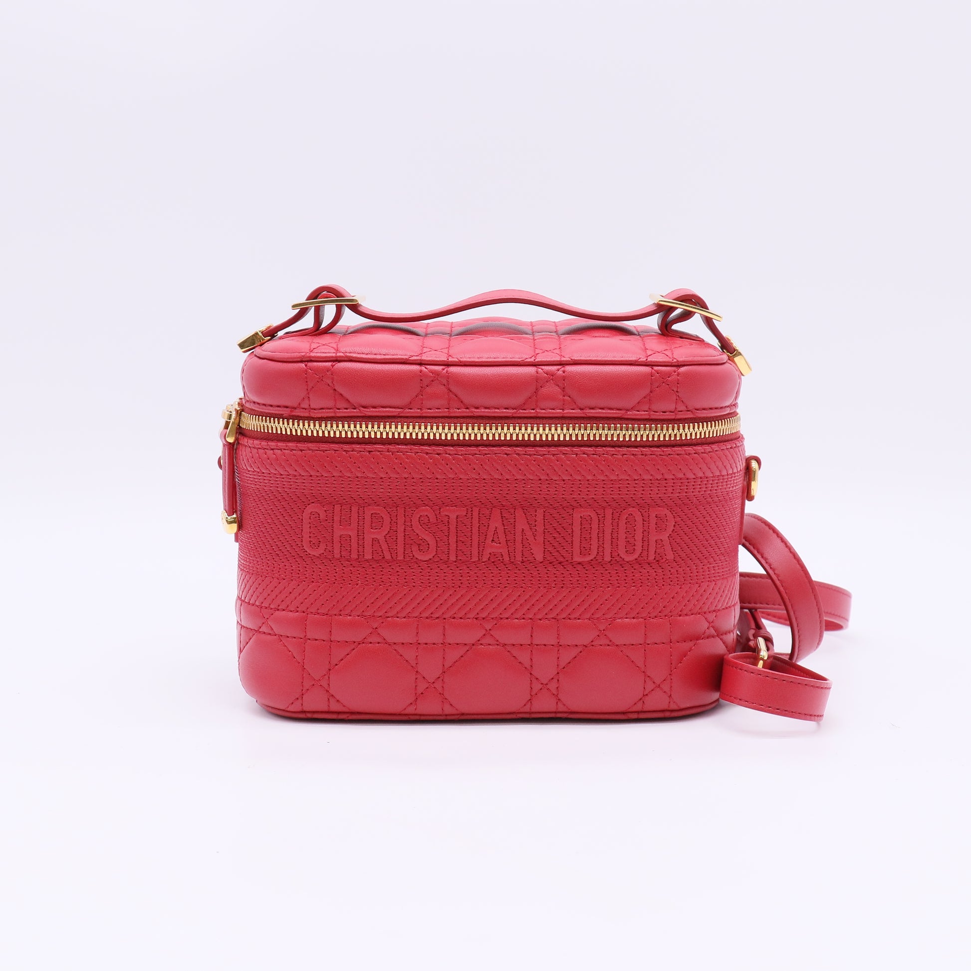 Small Dior Travel Vanity Case Poppy Red Cannage Lambskin twins LDJ5710