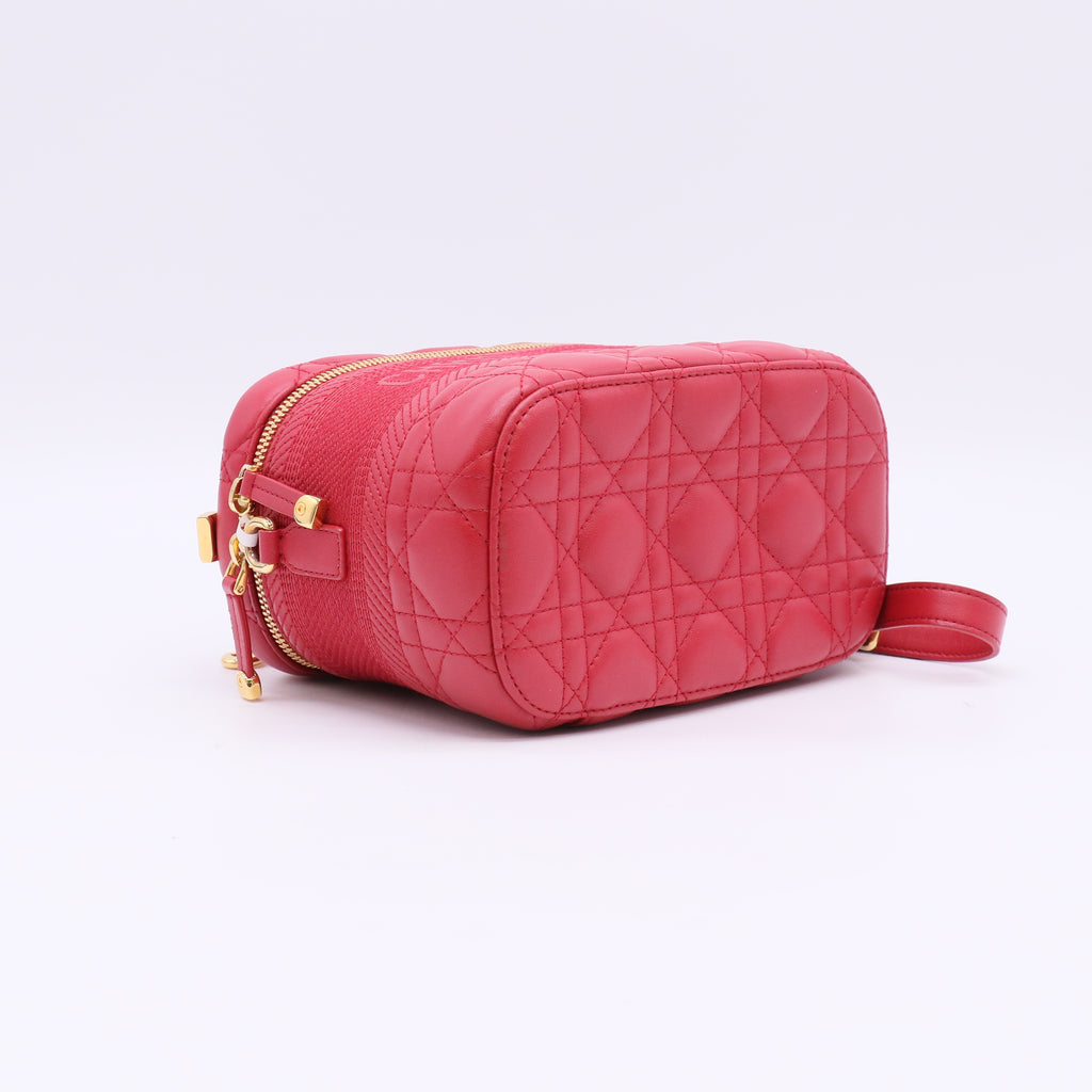 Small Dior Travel Vanity Case Poppy Red Cannage Lambskin twins LDJ5710