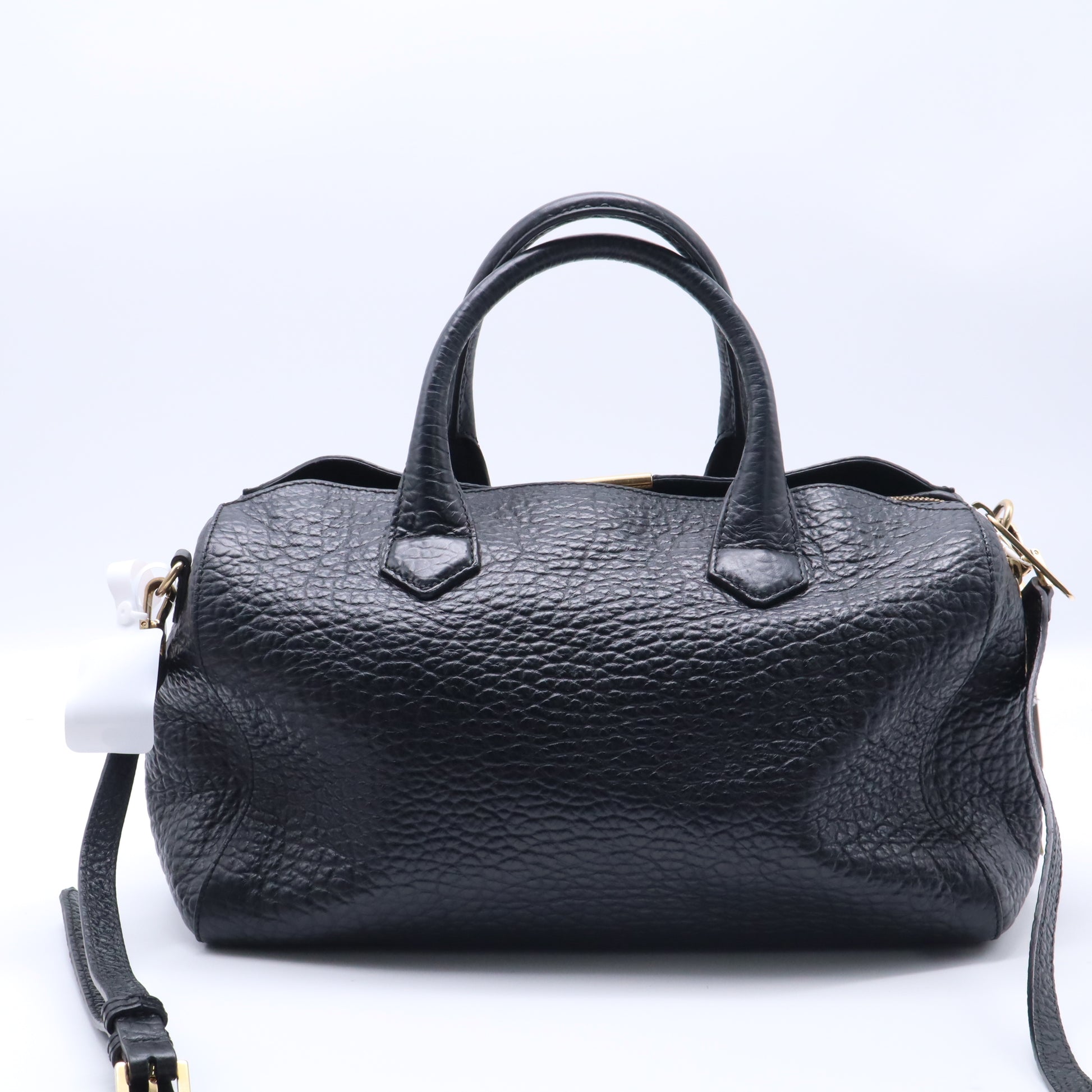 Burberry Black Grained Leather Orchard Boston Bag Twins B21500