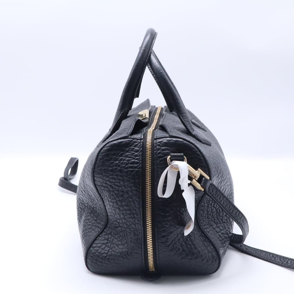 Burberry Black Grained Leather Orchard Boston Bag Twins B21500
