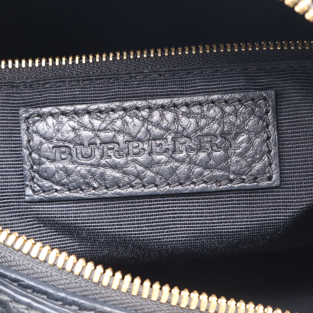 Burberry Black Grained Leather Orchard Boston Bag Twins B21500