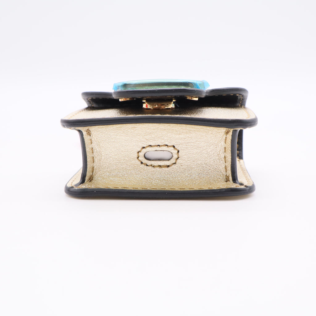 Valentino VLogo Gold Leather Airpods Case Twins LDJ3117