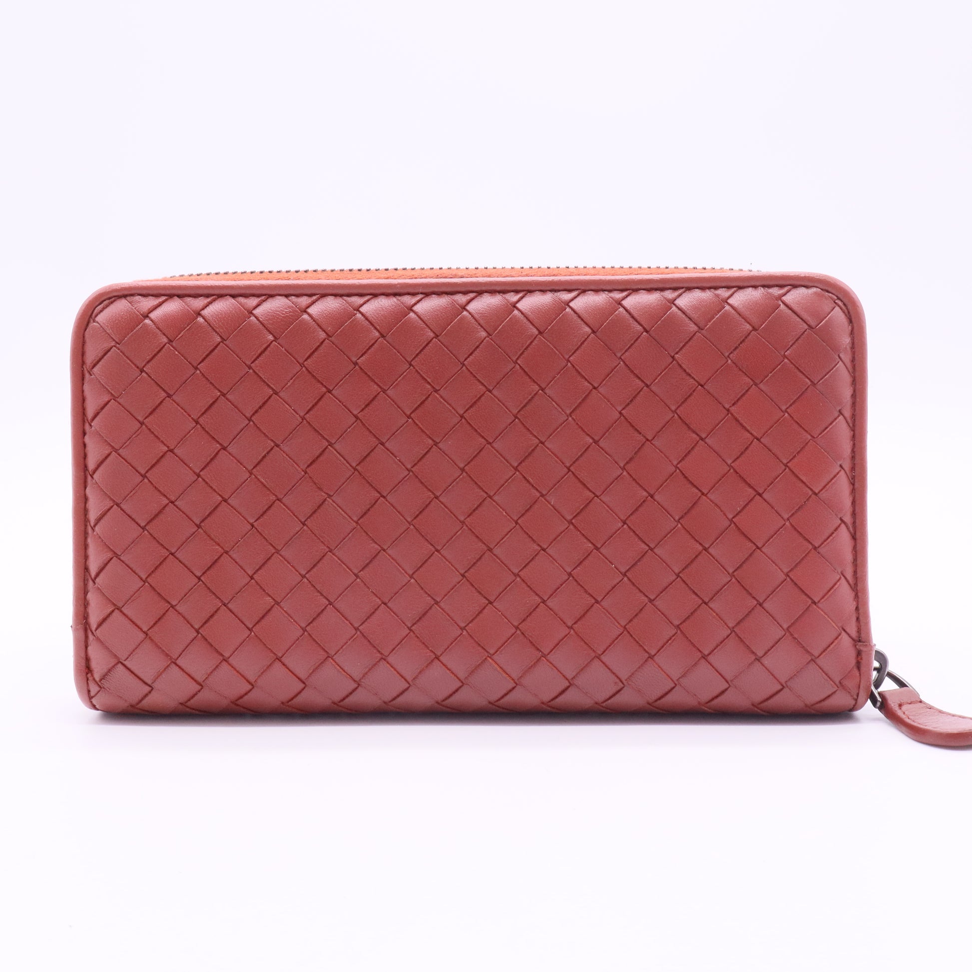 Intrecciato Nappa Zip Around Wallet Red