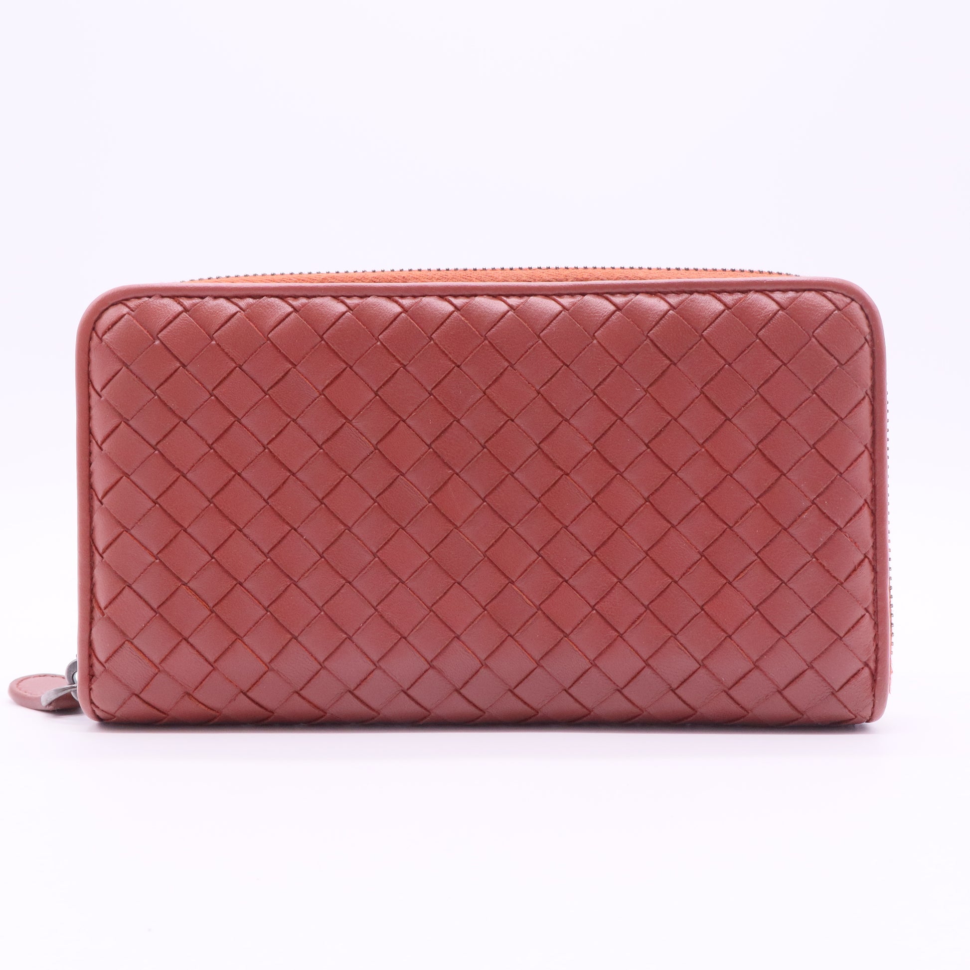Intrecciato Nappa Zip Around Wallet Red