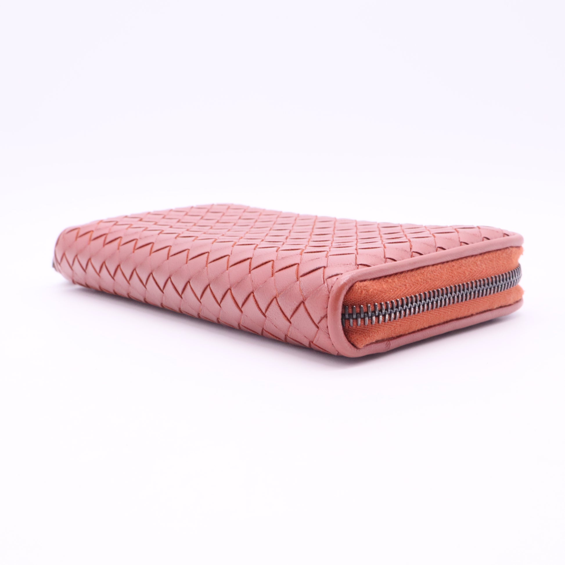 Intrecciato Nappa Zip Around Wallet Red