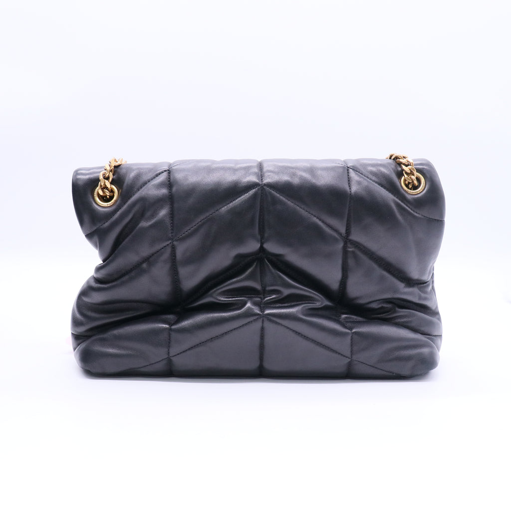 Yves Saint Laurent Black Quilted Lambskin Leather Medium Puffer Loulou Bag Twins LDJ3157