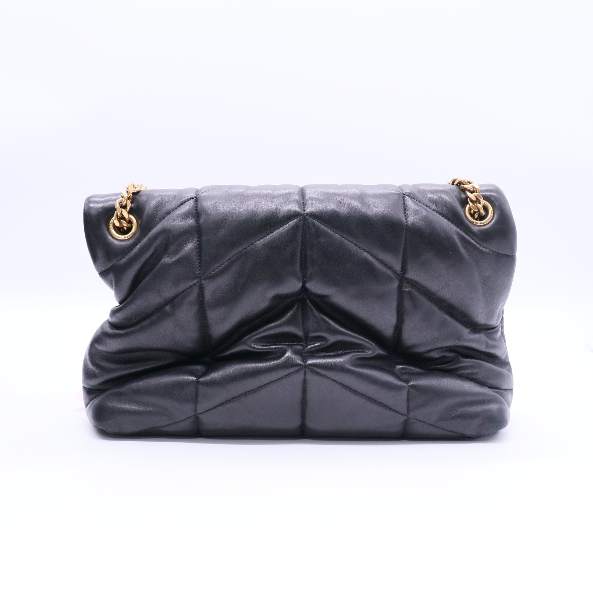 Yves Saint Laurent Black Quilted Lambskin Leather Medium Puffer Loulou Bag Twins LDJ3157