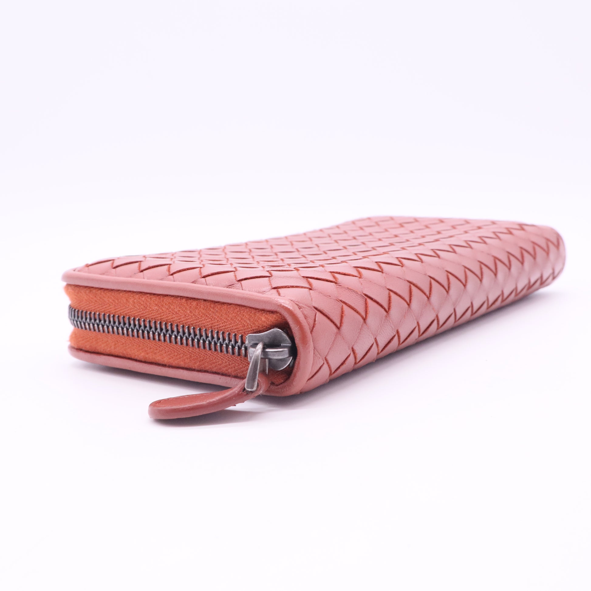 Intrecciato Nappa Zip Around Wallet Red