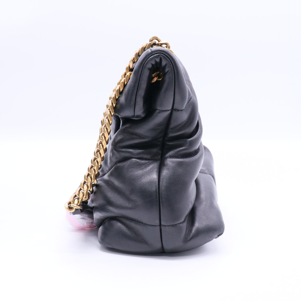 Yves Saint Laurent Black Quilted Lambskin Leather Medium Puffer Loulou Bag Twins LDJ3157