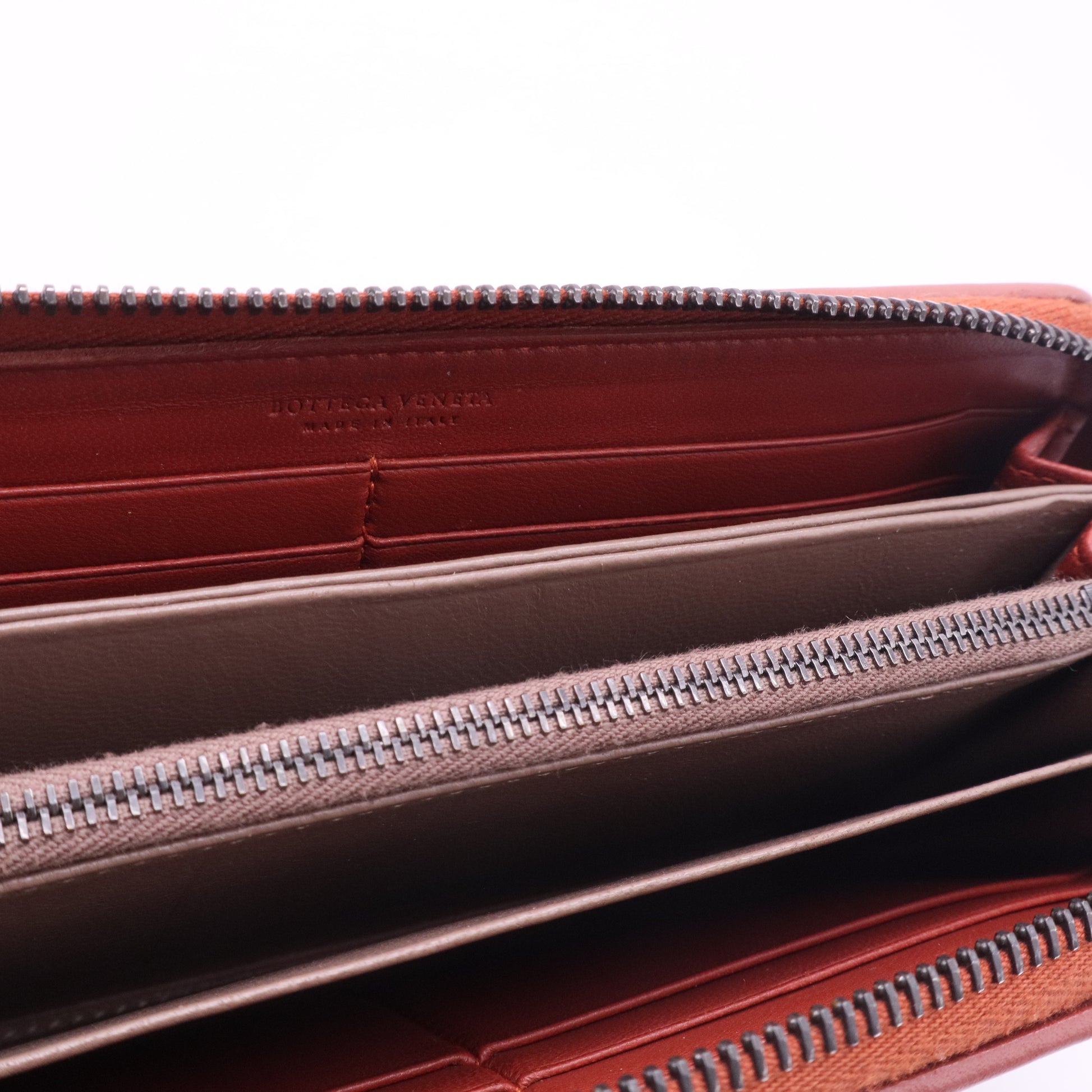 Intrecciato Nappa Zip Around Wallet Red