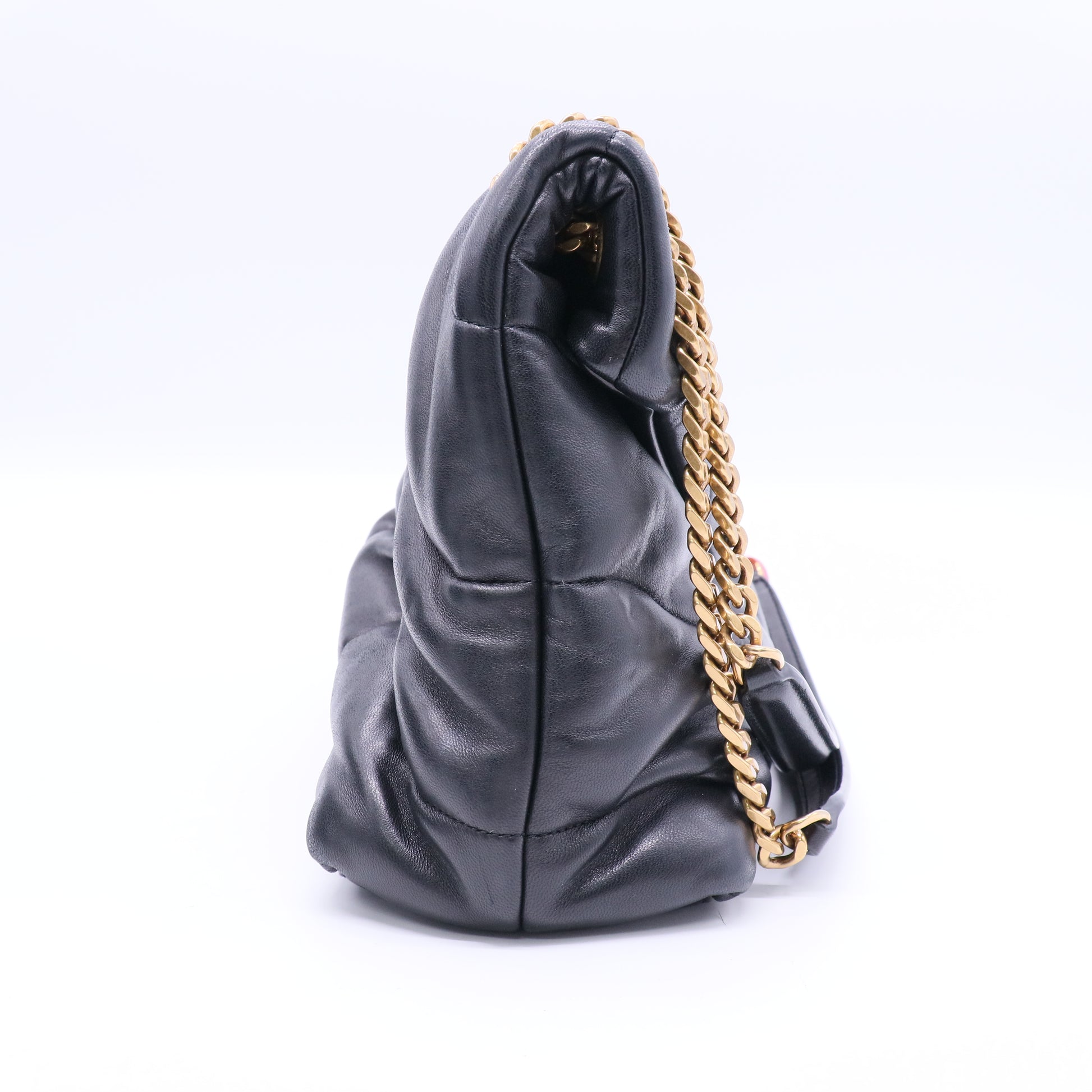 Yves Saint Laurent Black Quilted Lambskin Leather Medium Puffer Loulou Bag Twins LDJ3157