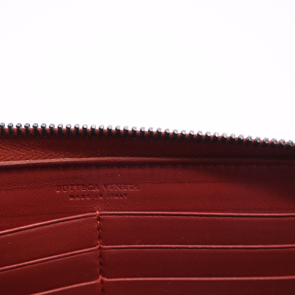 Intrecciato Nappa Zip Around Wallet Red