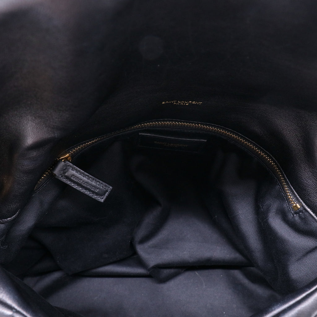 Yves Saint Laurent Black Quilted Lambskin Leather Medium Puffer Loulou Bag Twins LDJ3157