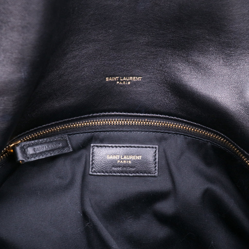 Yves Saint Laurent Black Quilted Lambskin Leather Medium Puffer Loulou Bag Twins LDJ3157