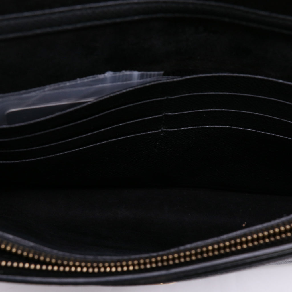 Medium Saddle Pouch with Chain Black Grained Calfskin twins LDJ5709