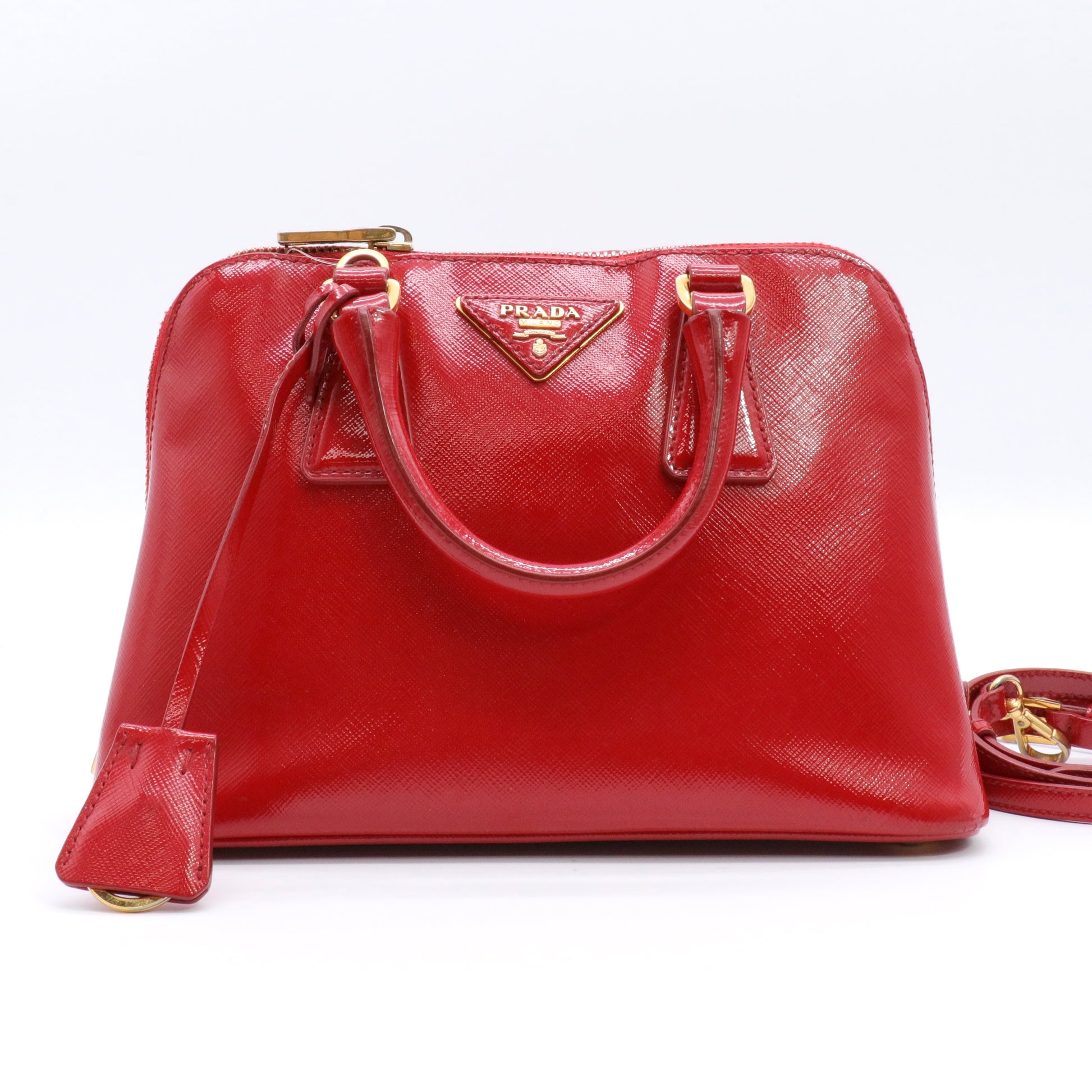 Promenade Mini Red Saffiano Vernice Leather twins