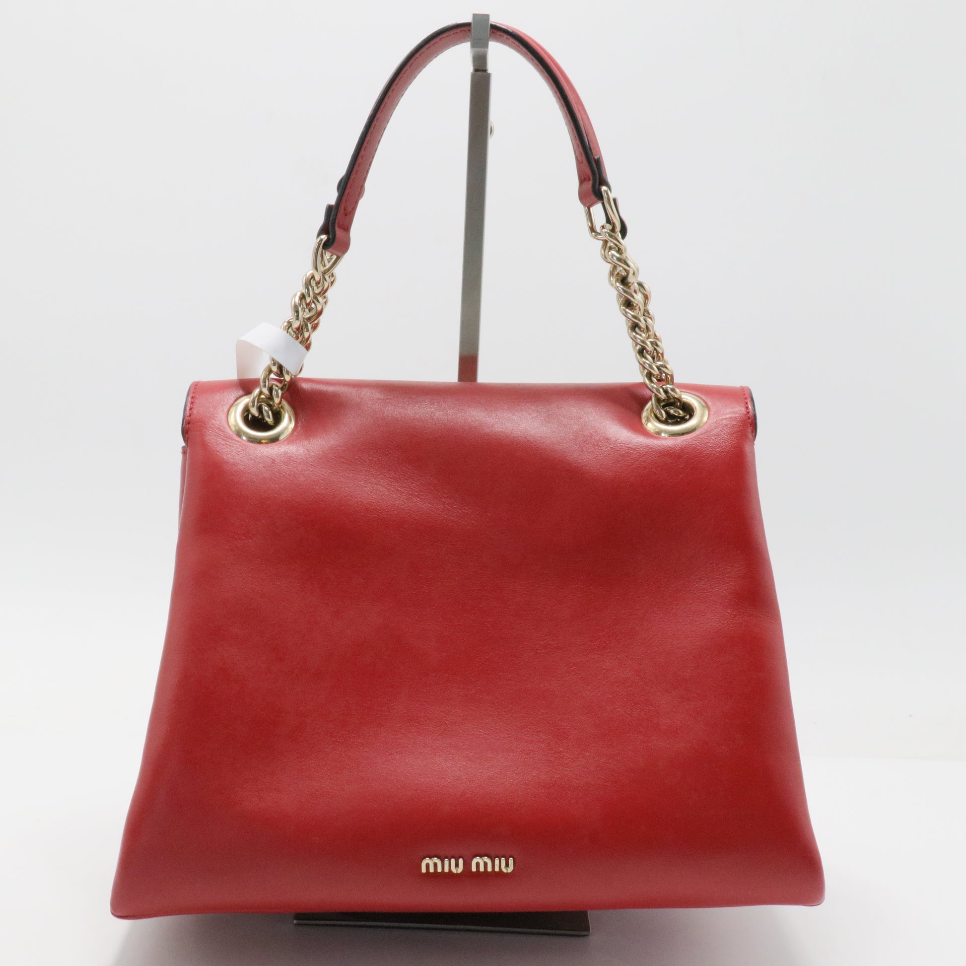 Chain Linked Leather Shoulder Bag Red