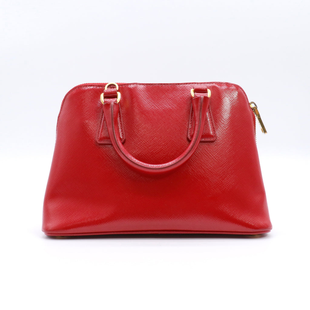 Promenade Mini Red Saffiano Vernice Leather twins