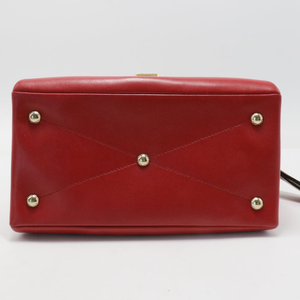 Chain Linked Leather Shoulder Bag Red