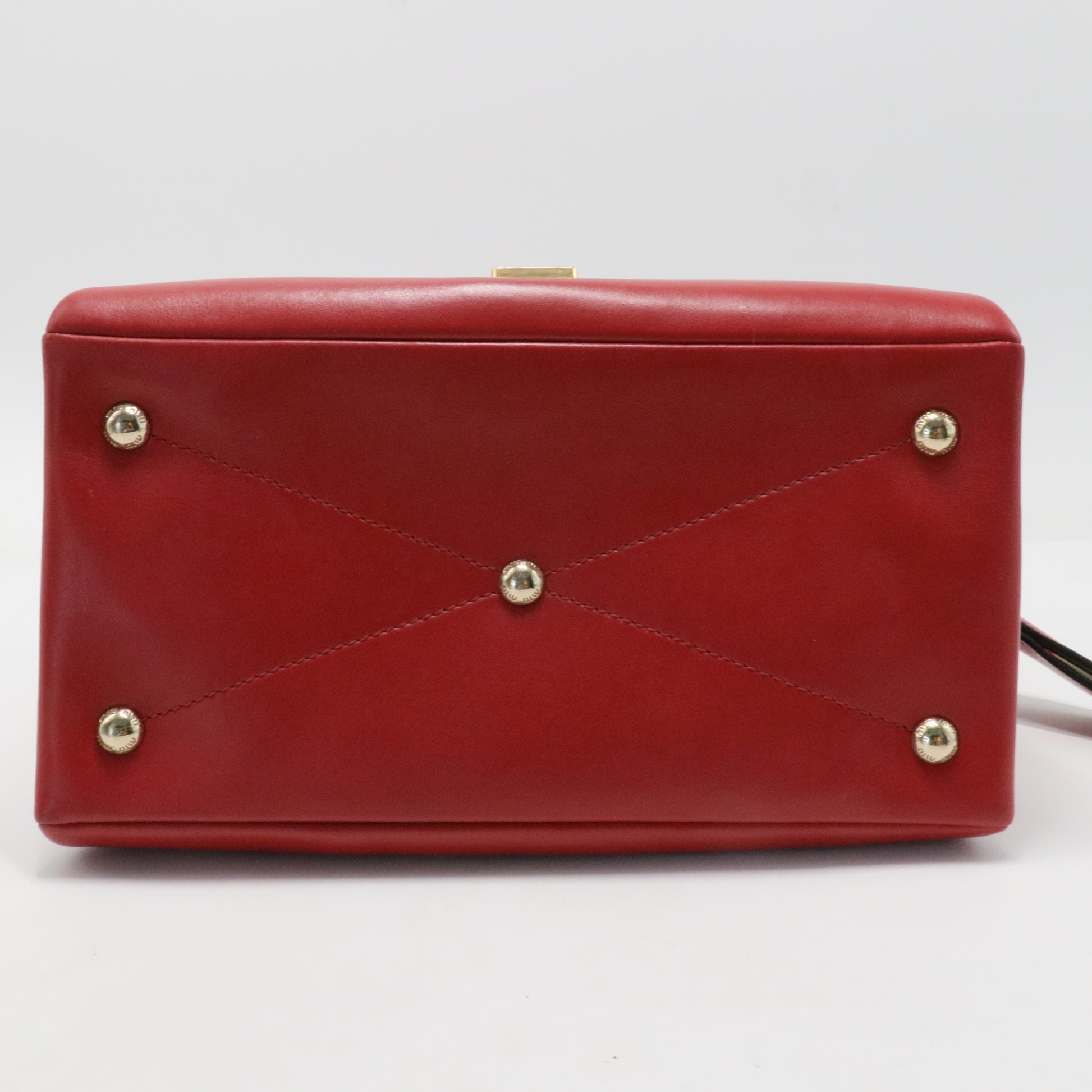 Chain Linked Leather Shoulder Bag Red