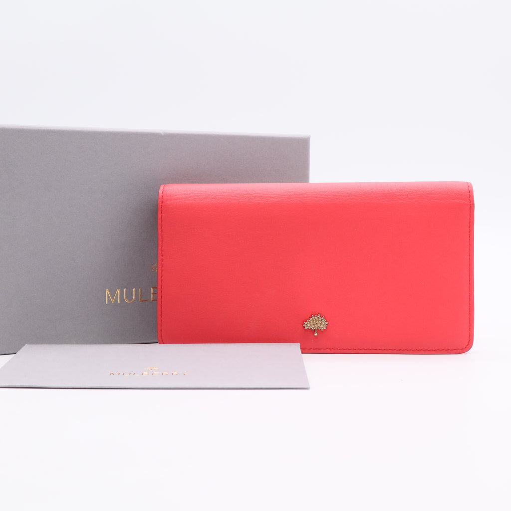 Mulberry Continental Wallet in Red, Leather twins LDJ3087